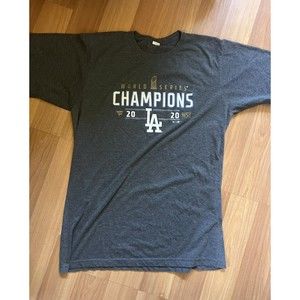 Los Angeles Dodgers 2020 World Series Champions Grey T-shirt Size M-L